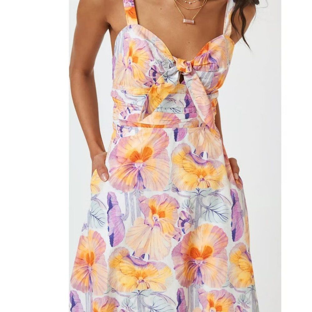 Anthropologie Cecilia Pettersson Bohemian Floral Midi Dress Sz 12 Purple Orange